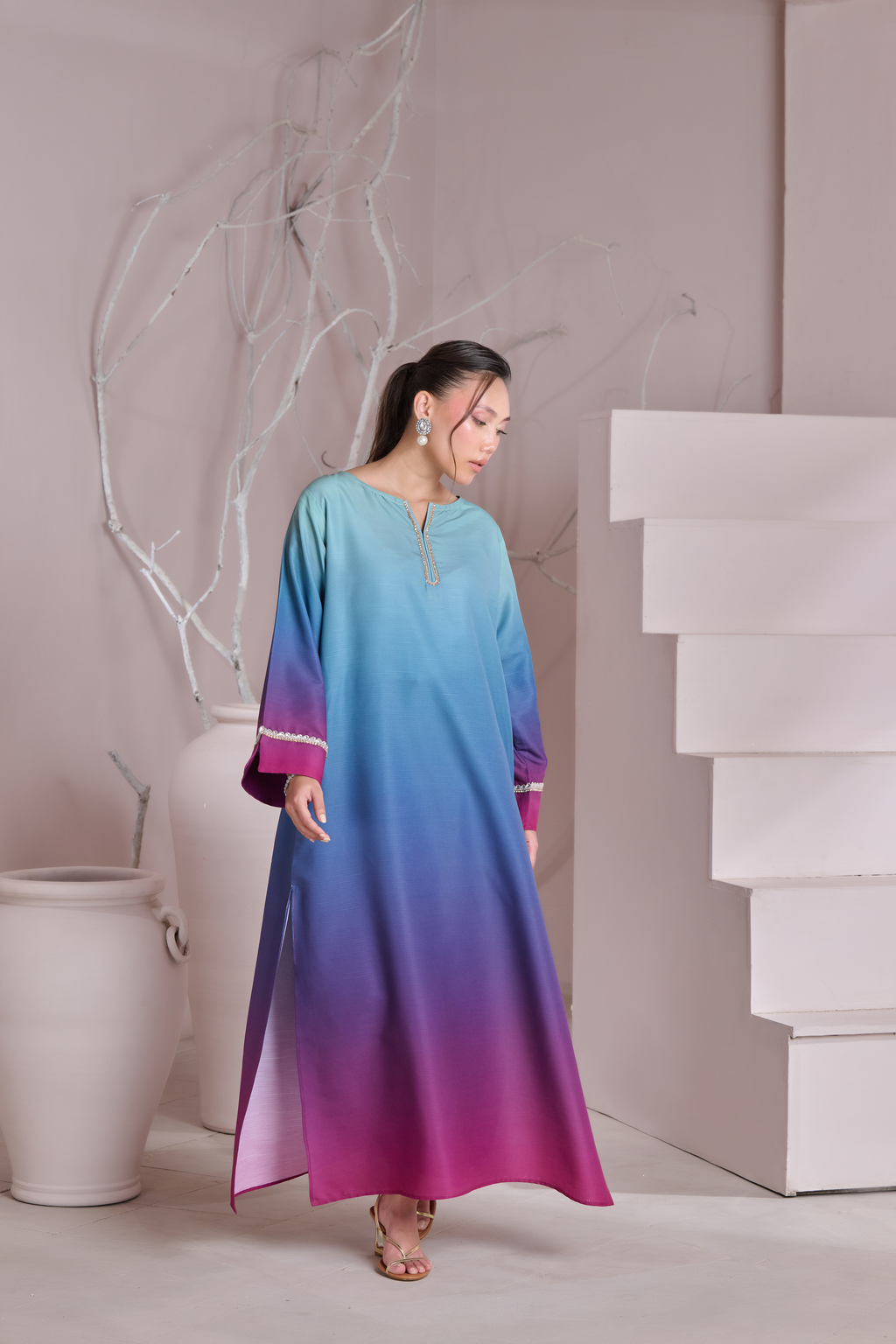 Silk 3Piece Printed Kaftan Set SF-402