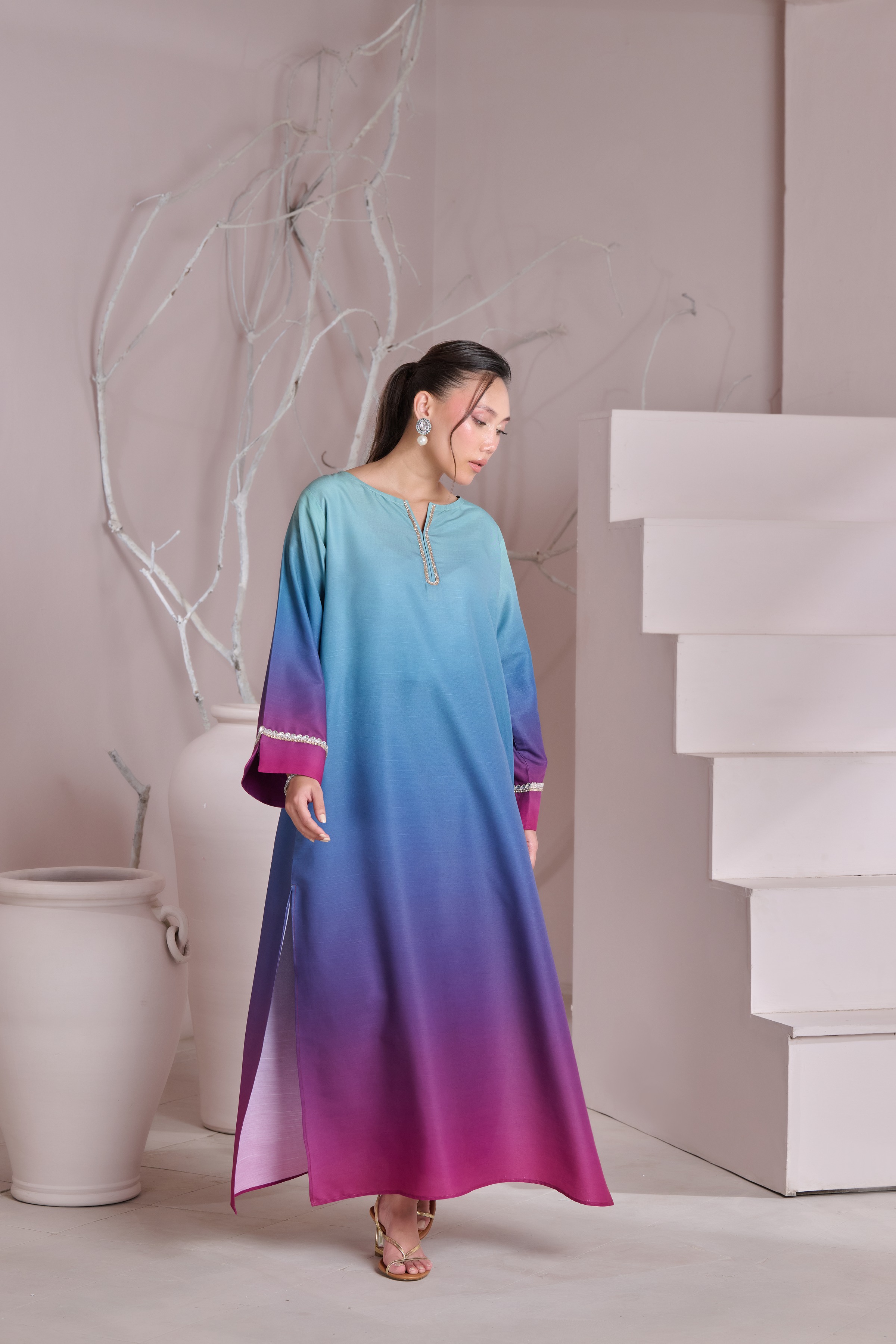 Silk 3Piece Printed Kaftan Set SF-402