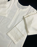 Sf 375 - White Lace Work lawn 2 Pc Stitched Suit