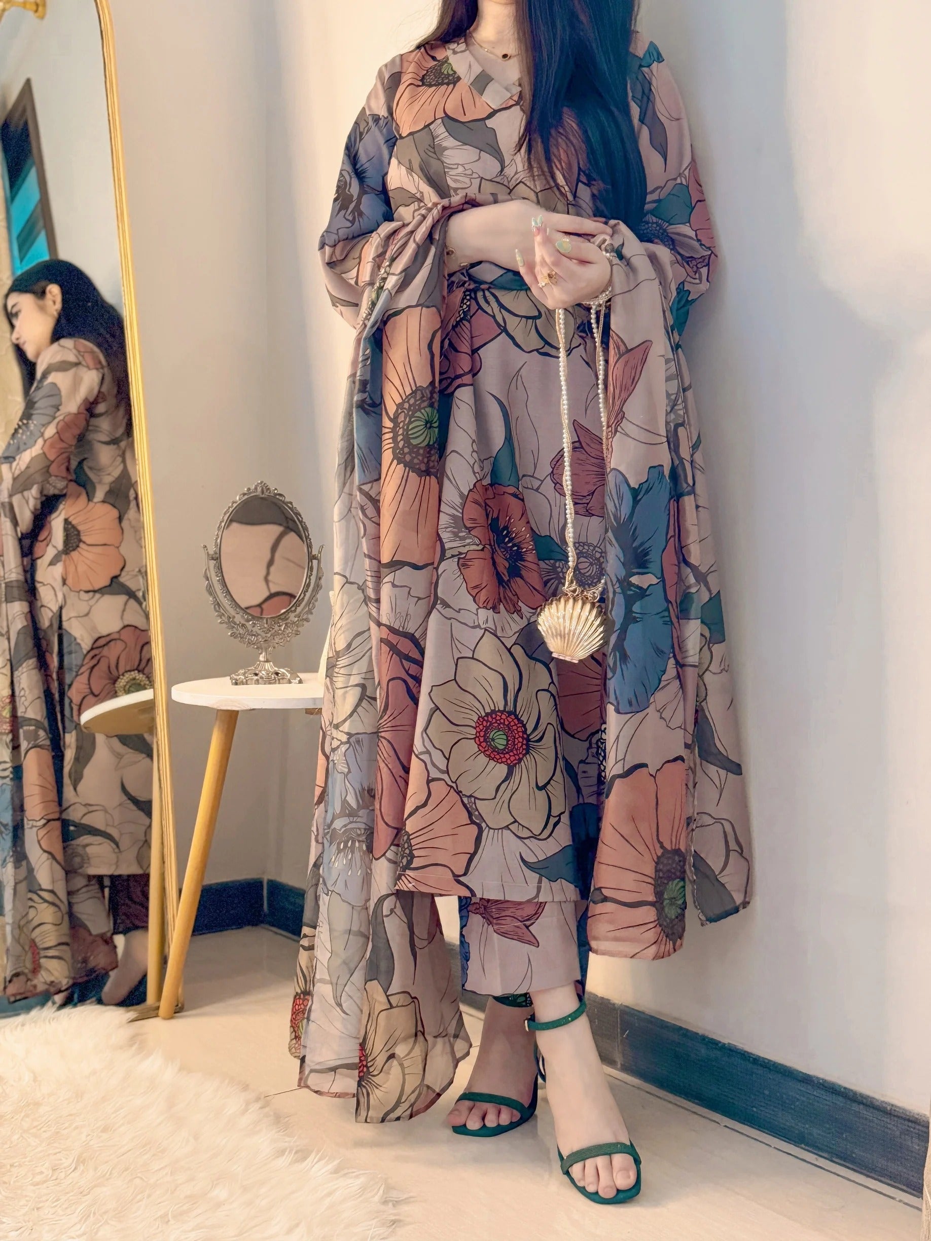 SF - 398 Premium Printed 3 Pc Stitched Suit